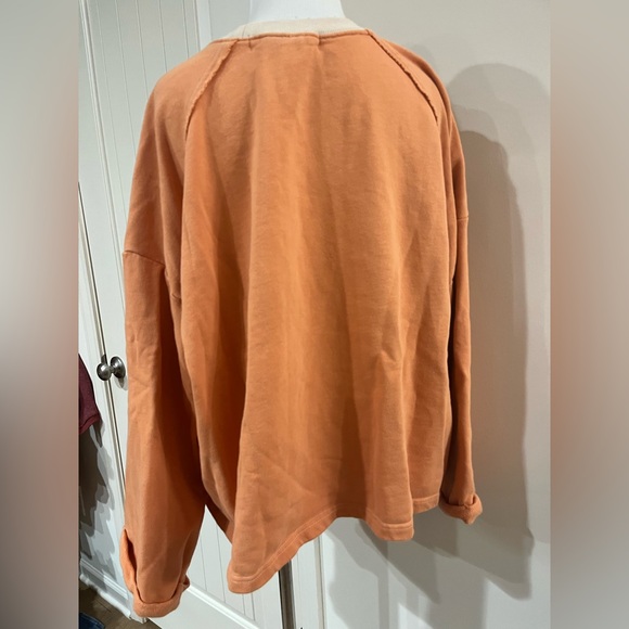 Orange Plaid Flower patchwork Women's Sweatshirt - Picture 3 of 4